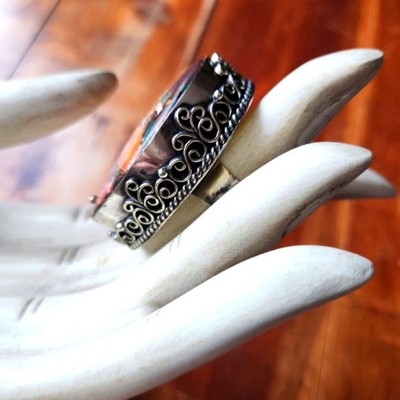 Multicolor Gemstone Statement Ring - Adjustable Modern Ring - Only one available - Picture 2 of 15